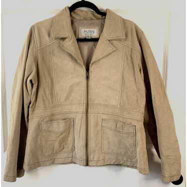 Vtg Y2k Wilson Beige Tan Suede Leather Jacket Wome