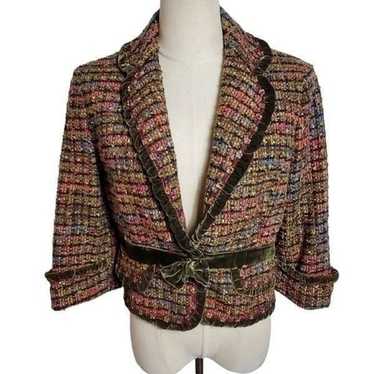 Cynthia Steffe Vintage Green Tweed Cropped Blazer