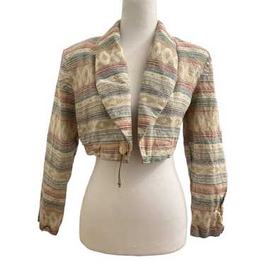 Vintage 90s Y2K Southwestern Crop Linen Jacket