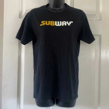 Small Subway Sandwiches Black T-Shirt EUC