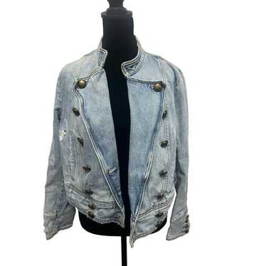 Free People Jean Jacket Distressed Jean Jacket Mil