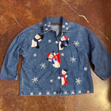 Vintage New Direction Denim Snowman Jacket