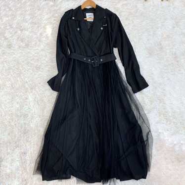 joutie trench coat black tulle long length