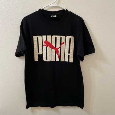 Puma spell out graphic t shirt black 85 vintage xl