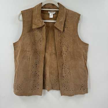 Vintage suede leather tan vest