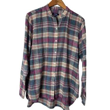 Chaps Chaps Linen Blend Green Plaid Shirt Women’s 