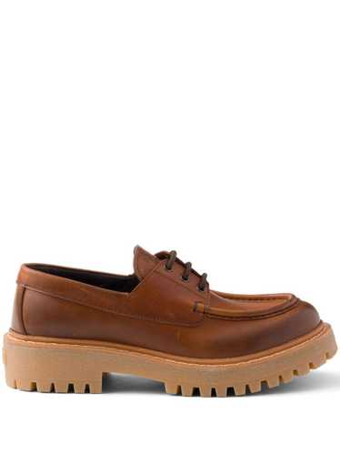 Prada LEATHER LACE-UP LOAFERS