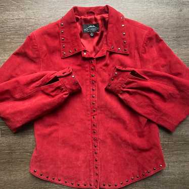 Vintage Montanaco Red Genuine Jacket Studded Size 