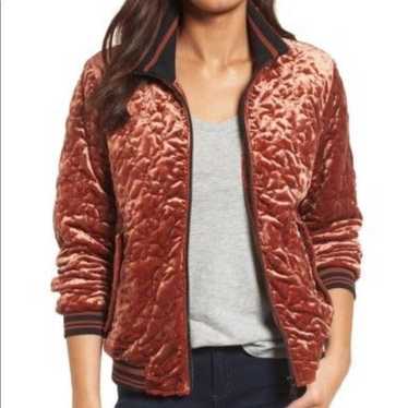 Bernardo Quilted Velvet Bomber Jacket