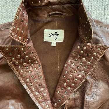 Scully GENUINE LEATHER Studded Blazer BROWN in MED