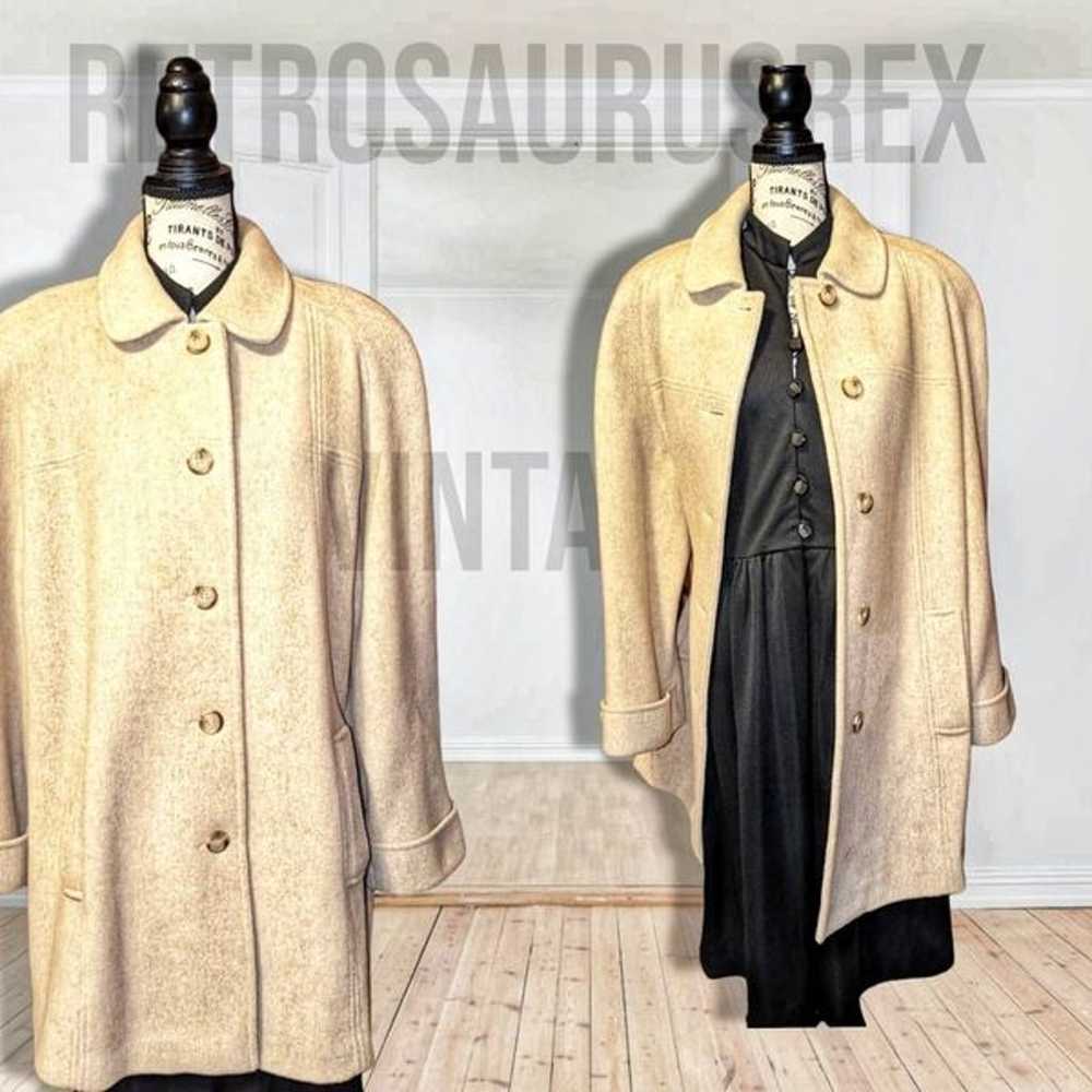 Vintage 1980's Bromley Wool Blend Beige Peacoat T… - image 1