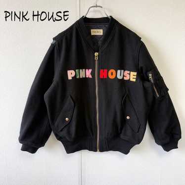 80's PINK HOUSE Varsity Jacket Black