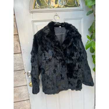 Black 100 percent rabbit fur