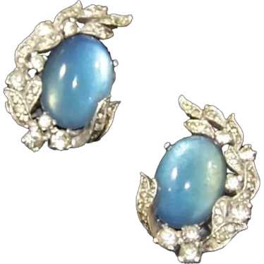 JOMAZ Deco Blue Moonstone Cabochon and Pave Rhines