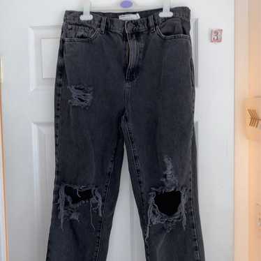 Black ripped vintage straight jeans from garage