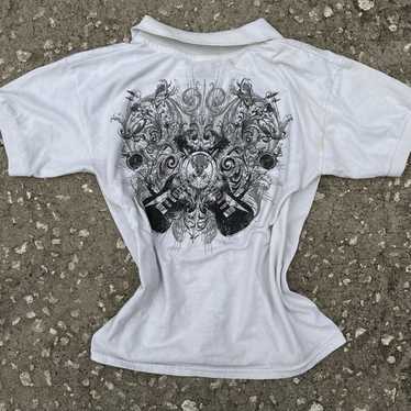 y2k 00s affliction archive ポロシャツ グランジ Affliction y2k グランジ tシャツ ダメージ加工 XL サイズ