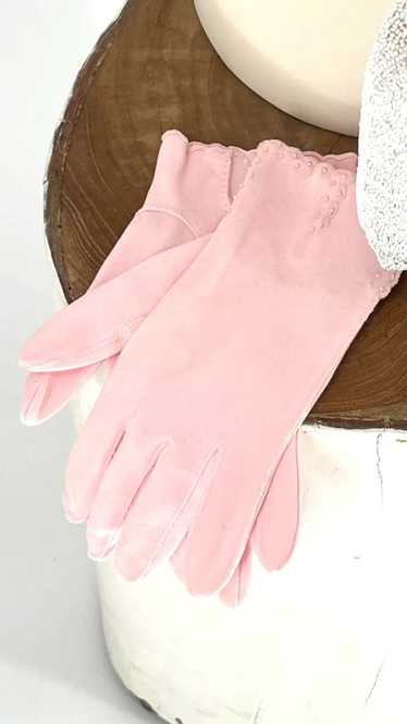 Vintage Van Raalte Cotton Peony Pink Gloves