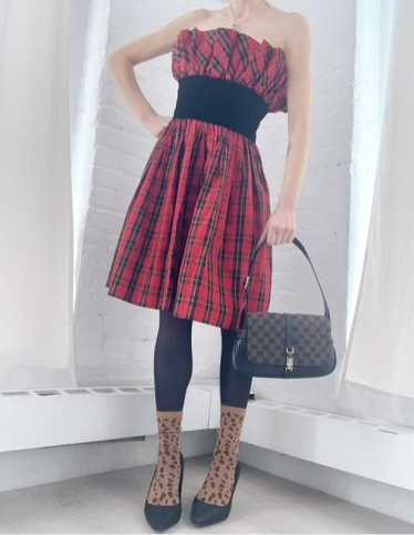 Victor Costa tartan plaid dress