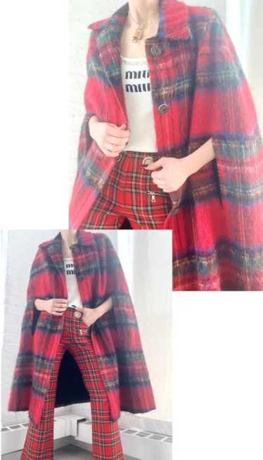 Scottish mohair tartan plaid cape