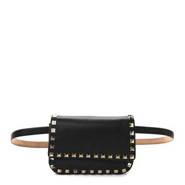 VALENTINO GARAVANI Calfskin Rockstud Belt Bag Blac