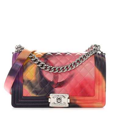 CHANEL Printed Lambskin Quilted Medium Flower Powe