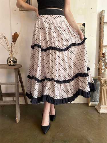 1950s Homemade Polka Dot Prairie Skirt (S)