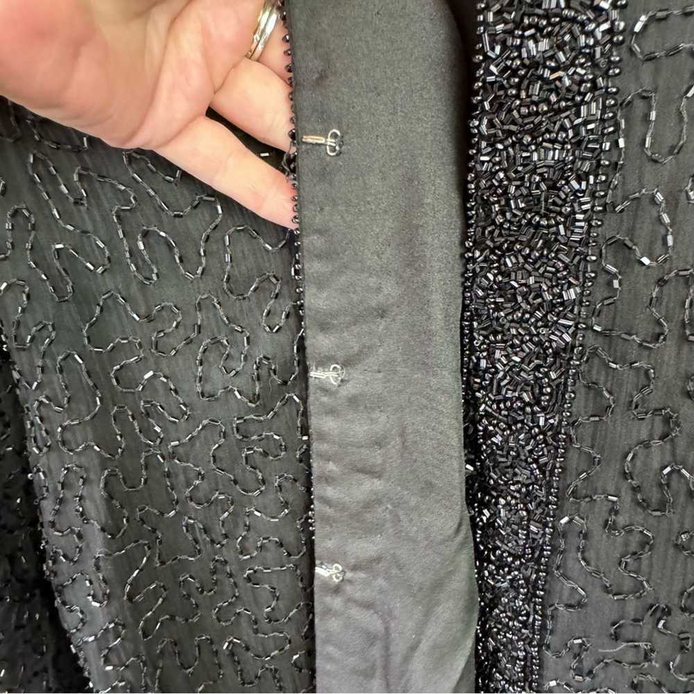 Vintage Vintage Black Silk Beaded Evening Jacket … - image 10