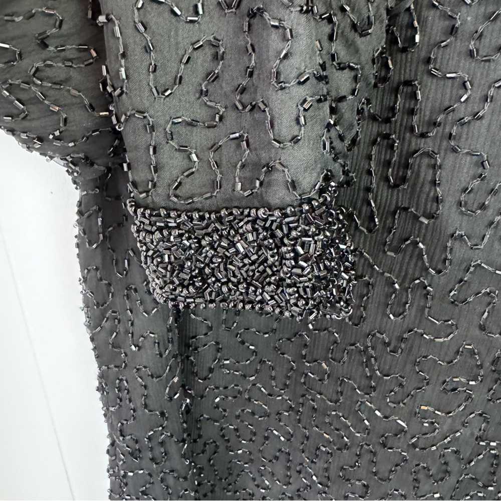 Vintage Vintage Black Silk Beaded Evening Jacket … - image 11