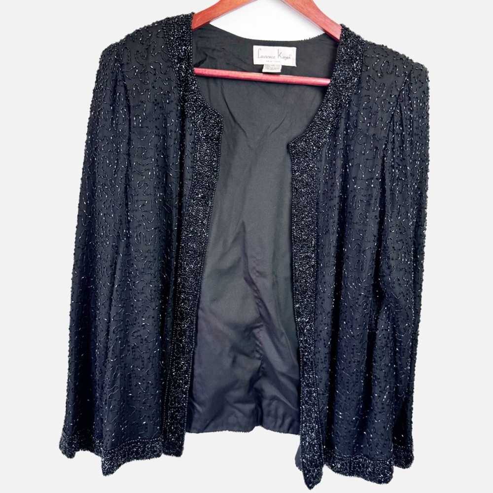 Vintage Vintage Black Silk Beaded Evening Jacket … - image 1