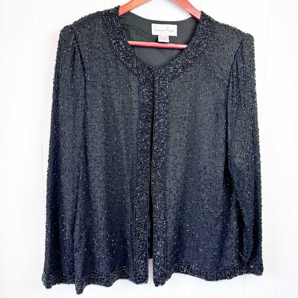 Vintage Vintage Black Silk Beaded Evening Jacket … - image 2