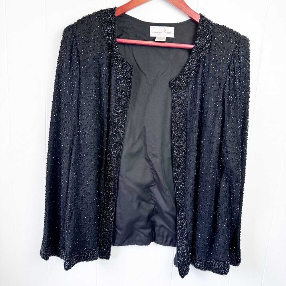 Vintage Vintage Black Silk Beaded Evening Jacket … - image 3