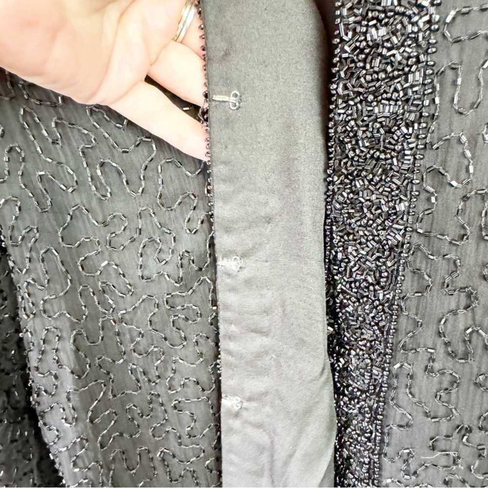 Vintage Vintage Black Silk Beaded Evening Jacket … - image 5