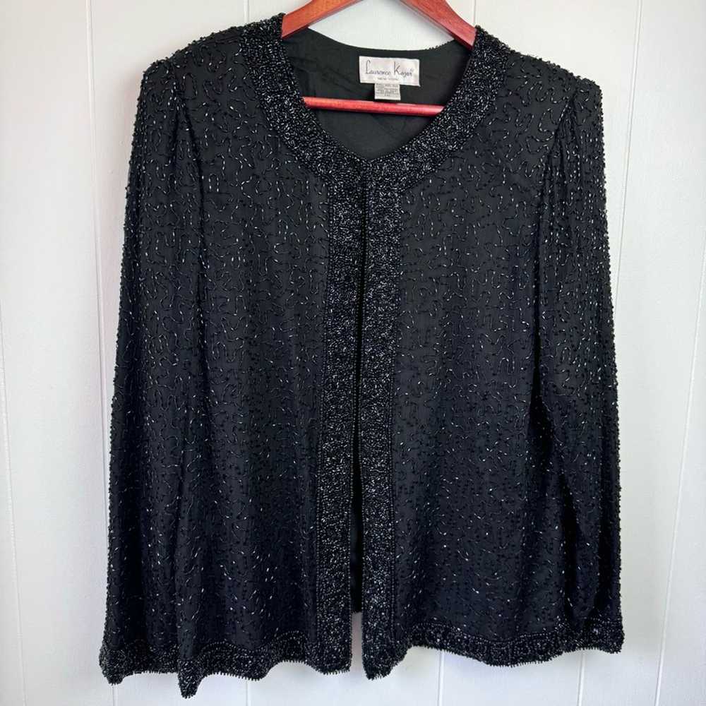 Vintage Vintage Black Silk Beaded Evening Jacket … - image 9