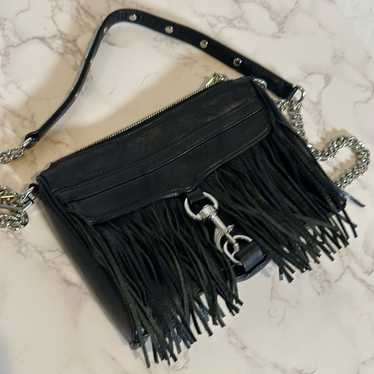 Rebecca Minkoff Black Leather Fringed Crossbody