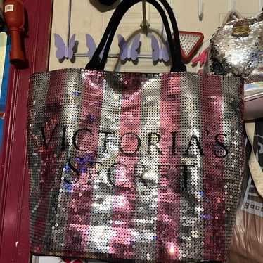 Victoria secret sequin tote NWOT pink