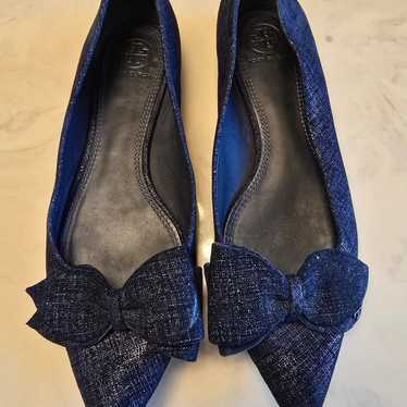 Tory Burch Rosalind navy suede denim flats