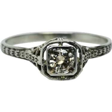 Art Deco Filigree 1/4ct OId European Cut Diamond 1