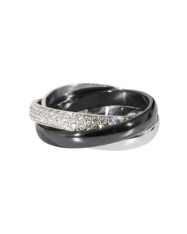 Cartier Trinity Ring With Ceramic & Diamond In 18K