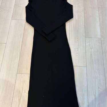 ZARA Dress Black Ribbed Ruffle