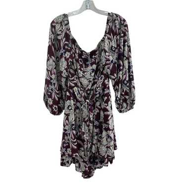 Express Red & White Women's Floral Print Flowy Jum