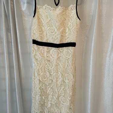 Ivory Lace Dress with Black Band