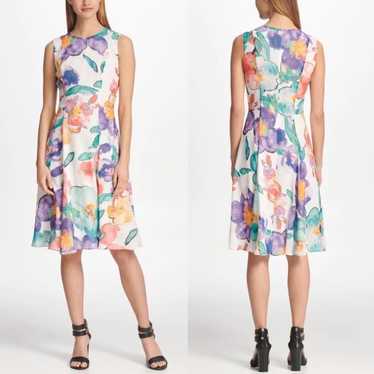 DKNY Chiffon Floral Printed A-line Dress size 12