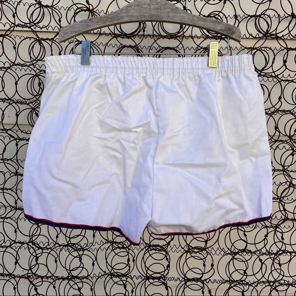 Vintage Vint. white w/ red and blue trim shorty b… - image 2