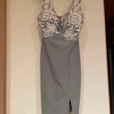 Gray Lace Decorated Tight Dress