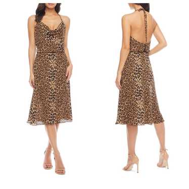 NWOT Dress the Population Zherra Leopard Midi Dres