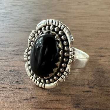 Southwestern Onyx Ring 925 Sterling Silver