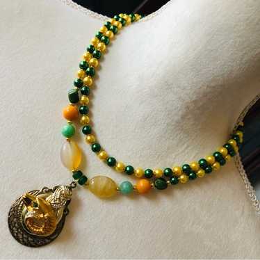 Handcrafted repurpose double strand KJL emerald ra