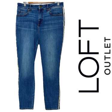 Loft Outlet Ribbon Trimmed Jeans High Rise Skinny 