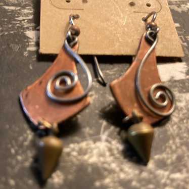 Vintage handmade multi metal earrings