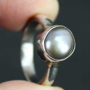 size 7 STERLING SILVER & PEARL ladies ring .925 OL